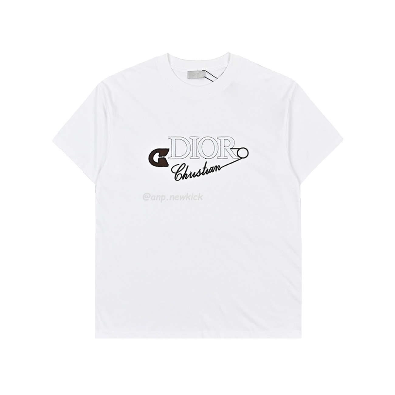 Dior 24ss Pin Logo Contrasting Embroidered Short Sleeved T Shirt (2) - newkick.org